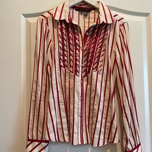 Zara red/white button down shirt